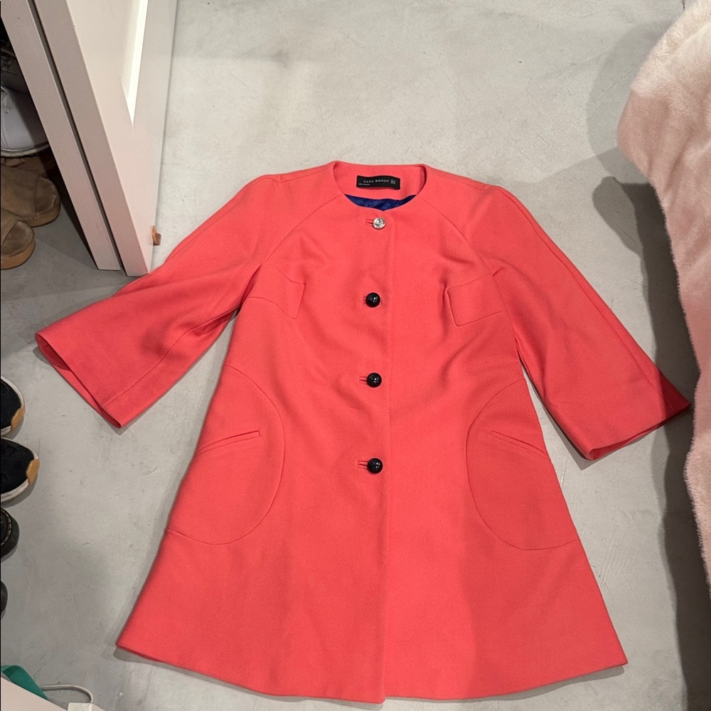 Zara Coral Pink Swing Trench Coat XS